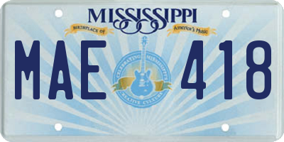 MS license plate MAE418