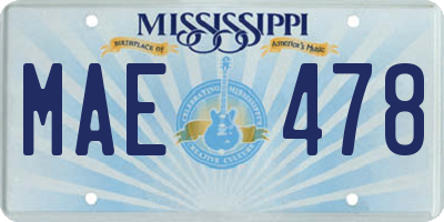 MS license plate MAE478