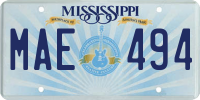 MS license plate MAE494