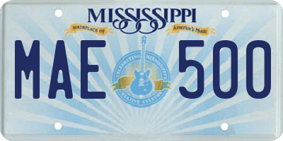 MS license plate MAE500