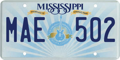 MS license plate MAE502