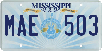 MS license plate MAE503