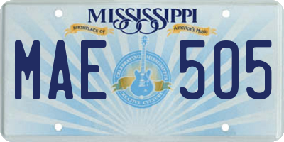 MS license plate MAE505