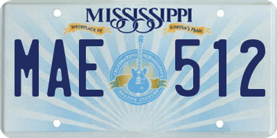 MS license plate MAE512