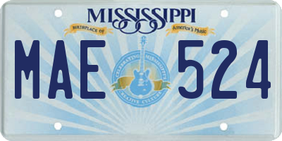 MS license plate MAE524