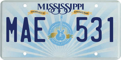 MS license plate MAE531