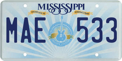 MS license plate MAE533