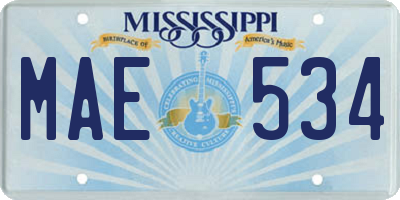 MS license plate MAE534
