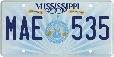 MS license plate MAE535