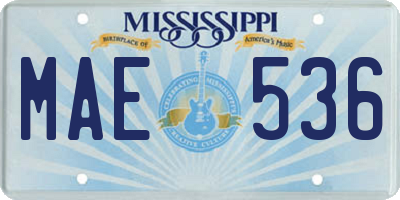 MS license plate MAE536