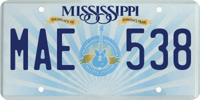 MS license plate MAE538