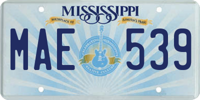 MS license plate MAE539
