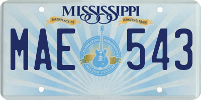 MS license plate MAE543