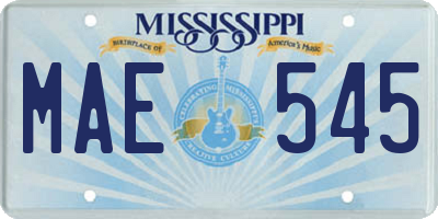 MS license plate MAE545