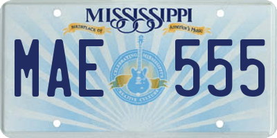 MS license plate MAE555