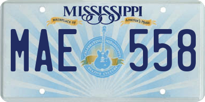 MS license plate MAE558
