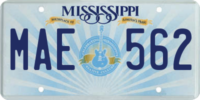 MS license plate MAE562