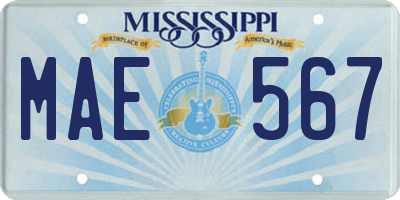 MS license plate MAE567