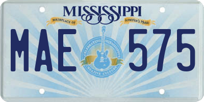 MS license plate MAE575
