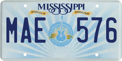 MS license plate MAE576