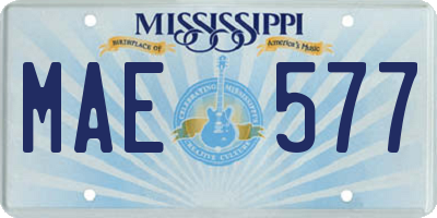 MS license plate MAE577
