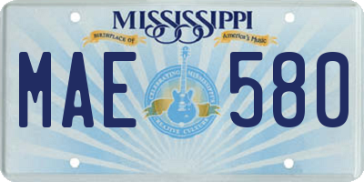 MS license plate MAE580
