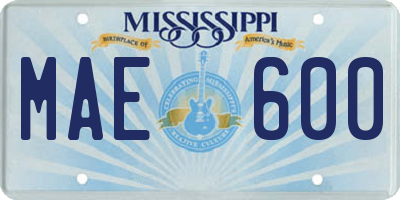 MS license plate MAE600