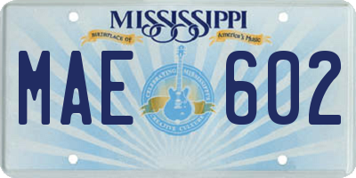 MS license plate MAE602