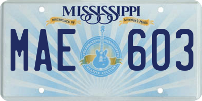 MS license plate MAE603