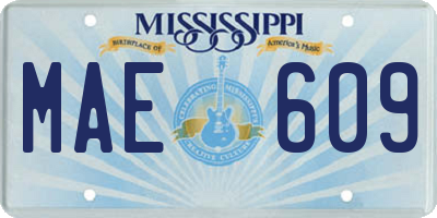 MS license plate MAE609