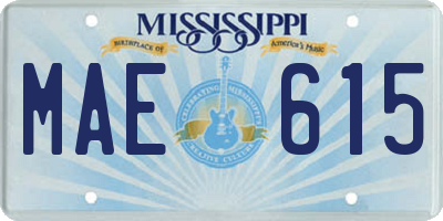 MS license plate MAE615