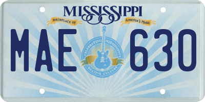 MS license plate MAE630
