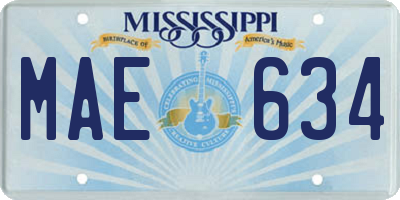 MS license plate MAE634