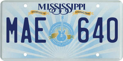 MS license plate MAE640