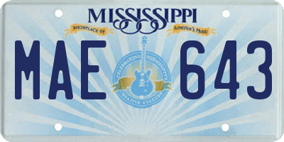 MS license plate MAE643