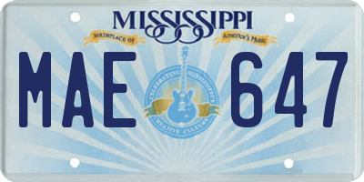 MS license plate MAE647