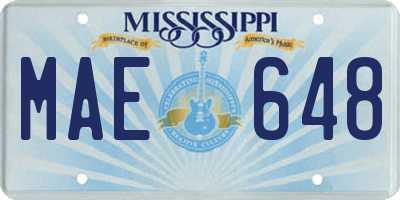 MS license plate MAE648