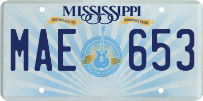 MS license plate MAE653