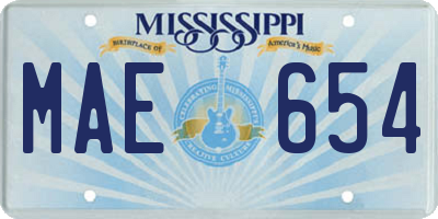 MS license plate MAE654