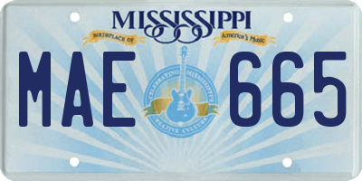 MS license plate MAE665