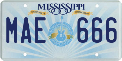 MS license plate MAE666