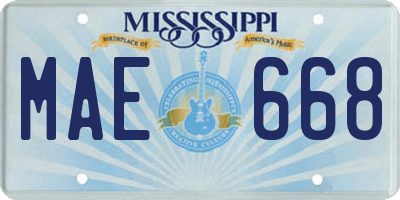 MS license plate MAE668
