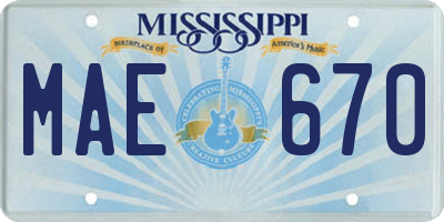 MS license plate MAE670