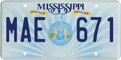 MS license plate MAE671