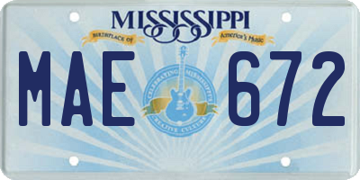 MS license plate MAE672