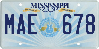 MS license plate MAE678