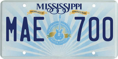 MS license plate MAE700