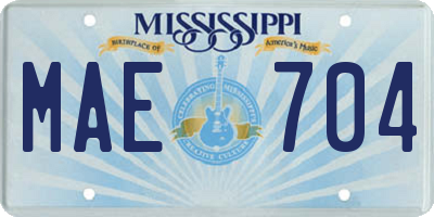 MS license plate MAE704