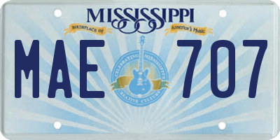 MS license plate MAE707