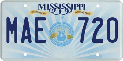 MS license plate MAE720